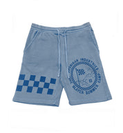 Hoonigan Tire Slayer Summer Camp shorts in a light tan color, featuring a bold graphic design.