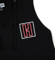 Leah Pruett LP ENERGY women's black hooded tank top with a sporty design.