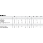 Hoonigan EMBLEM Short Sleeve Tee displayed on a size chart background, highlighting various shirt sizes and fit options.